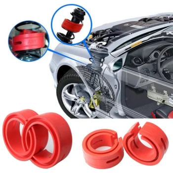 Set me 2 goma përforcuese të kuqe për amortizatorët e makinës, të disponueshme në përmasa A 173 mm, B 160 mm dhe C 131 mm