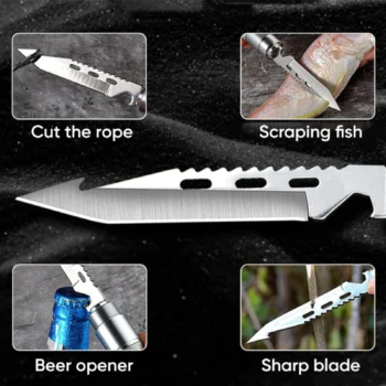 Set survival me lopatë kampingu, thikë multifunksionale, bilbil, thyes xhami dhe dy çanta magazinimi