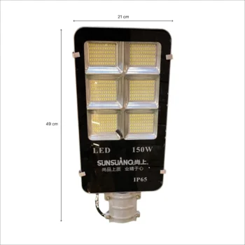 Prozhektor LED solar 150W për ndriçimin e oborreve, parkingjeve, magazinave dhe hapësirave të jashtme