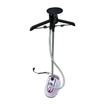 Hekur vertikal me avull R.3039, fuqi 1800W, depozitë uji 2.3 litra, mbajtëse teleskopike për rroba dhe lartësi maksimale 150 cm.