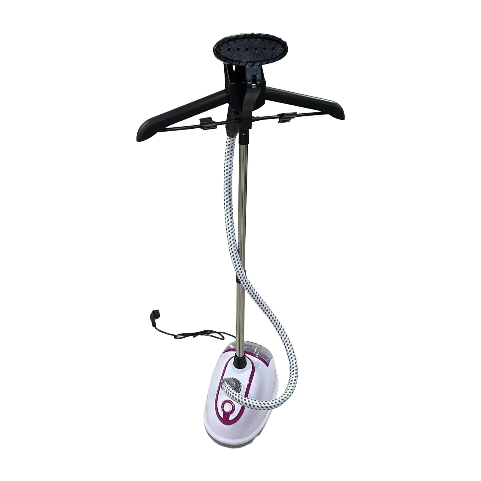 Hekur vertikal me avull R.3039, fuqi 1800W, depozitë uji 2.3 litra, mbajtëse teleskopike për rroba dhe lartësi maksimale 150 cm.