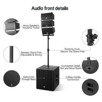 Sistem audio me dy subwoofer një aktiv dhe një pasiv për dalje të fuqishme