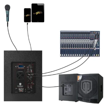 Subwoofer aktiv me amplifikator 18 inç për sistem profesional audio