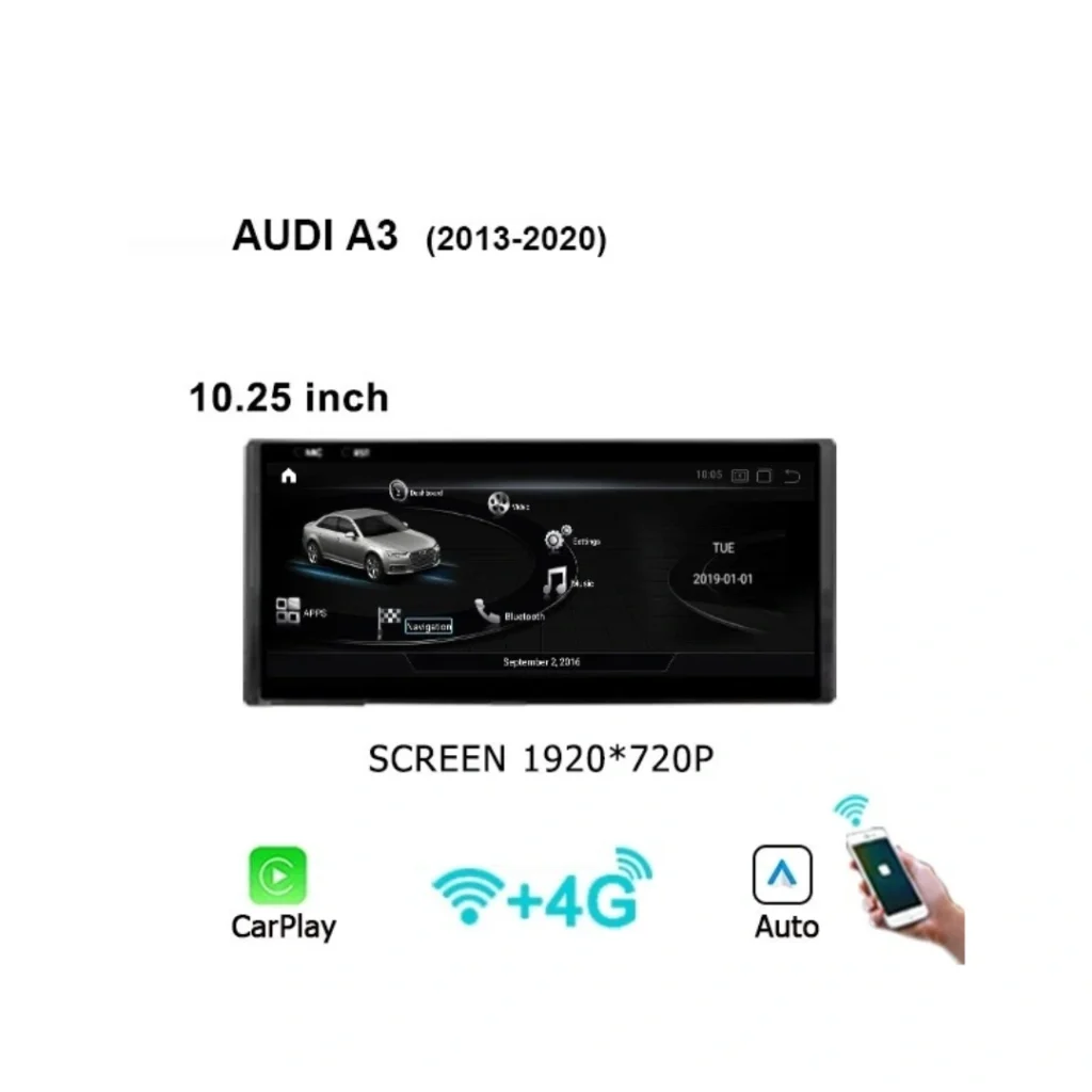 Kasetofon Android për Audi A3 2013-2020 me ekran 10.25 inch dhe sistem të integruar multimedial