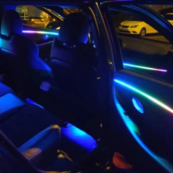 Shirit LED RGB 75 cm për panelin e dyerve të makinës, pjesë e setit të ndriçimit ambiental