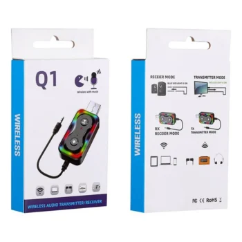 Adapter audio Bluetooth kompakt me LED RGB dhe furnizim USB