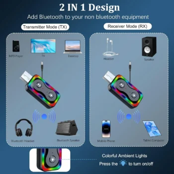 Adapter Bluetooth me audio stereo dhe mikrofon të integruar Hands-Free