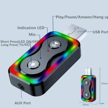 Adapter Bluetooth me lidhje AUX 3.5 mm për TV, PC, kufje dhe altoparlantë