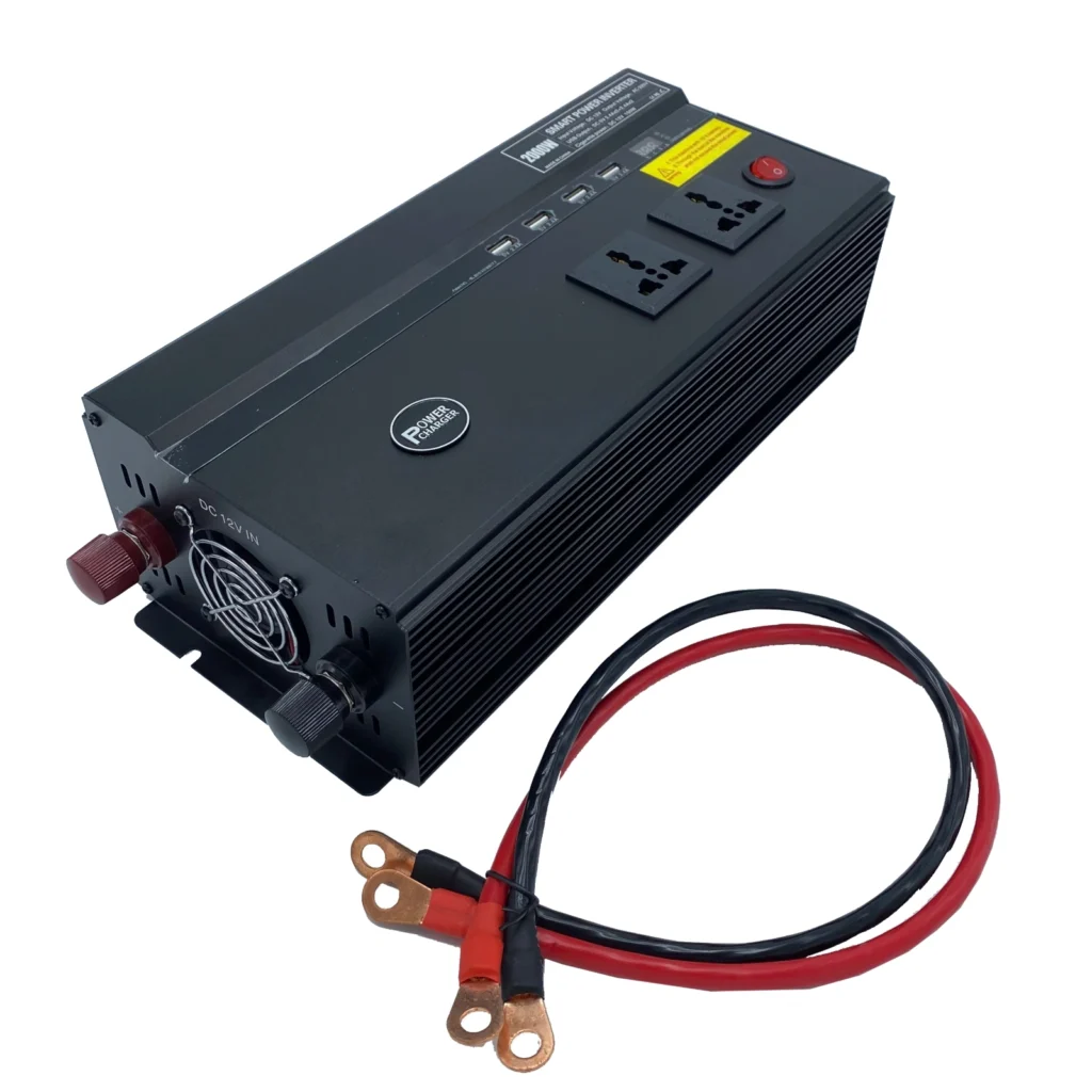 Inverter energjie 2000W për makinë që konverton 12V DC në 220V AC për furnizimin e pajisjeve elektronike