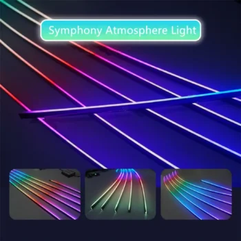 Kit Ambient Light për makinë Symphony me 18 pjesë, shirita LED RGB dhe kontroll për ndriçim dekorues