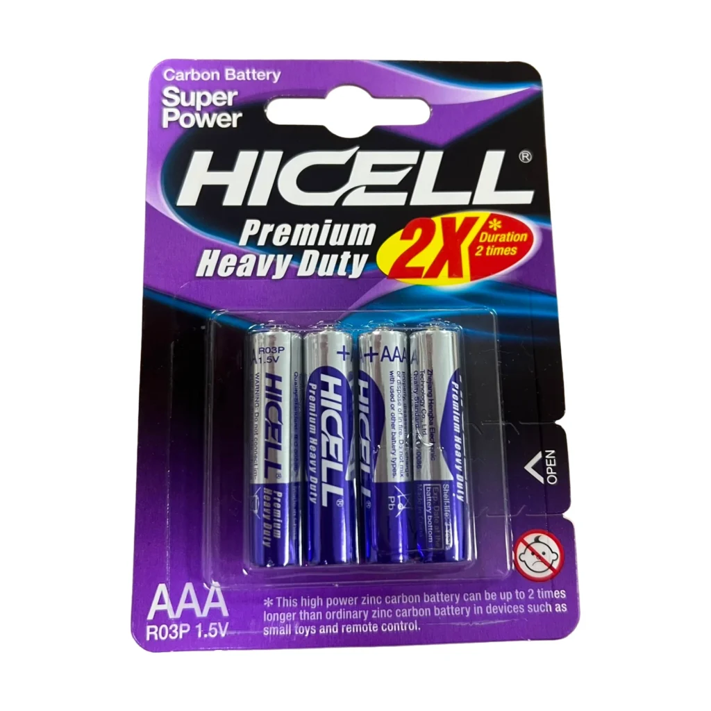 Set me 4 Bateri Karboni AAA R03P 1.5V