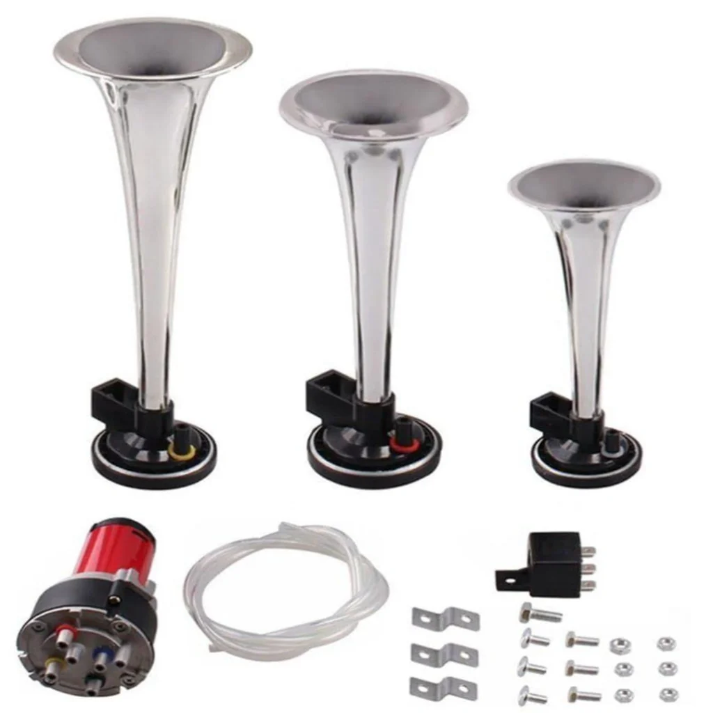 Set me 3 bori ajri për kamion me kompresor, voltazh DC12V dhe dalje zëri 117dB