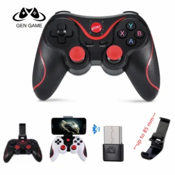 Gamepad X3 wireless me Bluetooth 2.4GHz dhe distancë transmetimi deri në 8 metra, i përshtatshëm për Android, iOS dhe PC, me mbajtëse telefoni dhe mbështetje për personalizimin e komandave përmes ShootingPlus V3