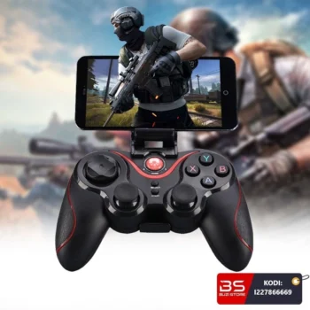 Levë wireless X3 për lojëra me lidhje Bluetooth 2.4GHz, bateri të rikarikueshme 380mAh me deri në 20 orë përdorim, mbajtëse telefoni dhe kompatibilitet me Android, iOS dhe PC
