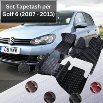 Tapeta makine për Volkswagen Golf 6 me ndërtim të dyfishtë, pjesë të sipërme prej cope rezistente dhe pjesë të poshtme prej materiali lëkure