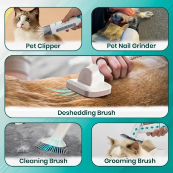 Komplet grooming 7 në 1 me furça, qethëse dhe aksesorë