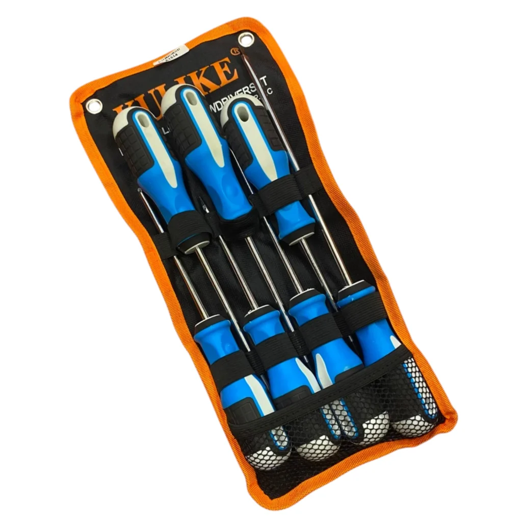 Set me 7 kaçavida me maja plus dhe minus prej çeliku CR-V me doreza ergonomike për përdorim profesional dhe shtëpiak.