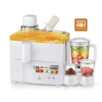 Shtrydhëse frutash multifunksionale R.2819 me 4 funksione për përgatitjen e lëngjeve, smoothie-ve, bluarjen e kafesë dhe grirjen e mishit.