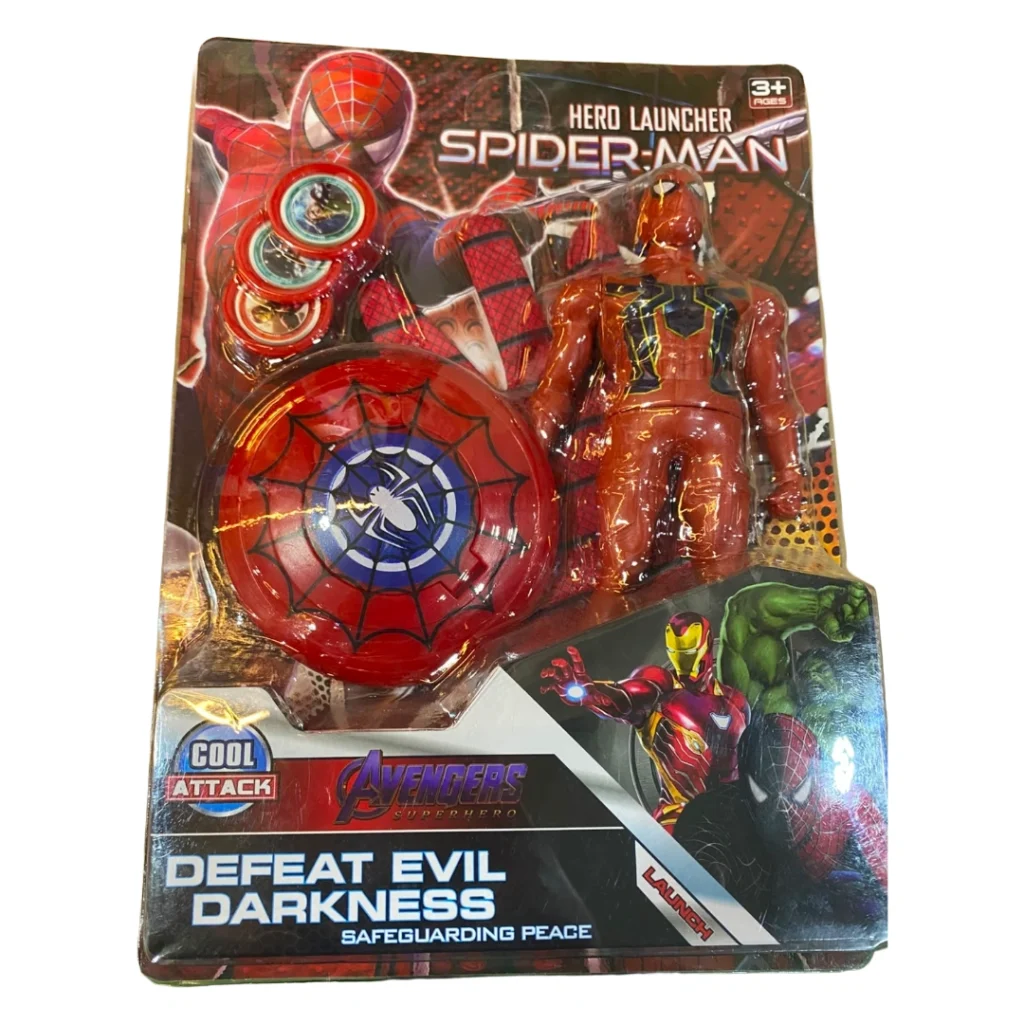 Spiderman lodër 12cm me aksesorë plastik dhe dritë LED për fëmijë mbi 4 vjeç