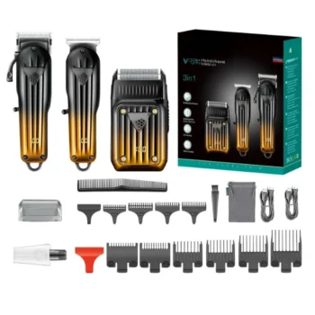 Set multifunksional V-644 me 22 pjesë, koka për hair clipper dhe hair trimmer, makinë rroje, mini ekran LED dhe karikim me fishë USB