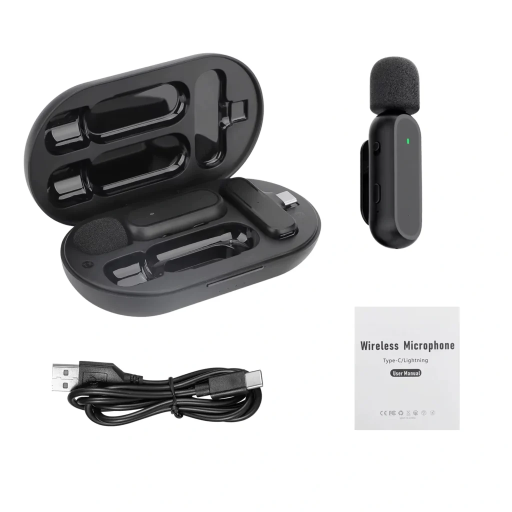 Kit me dy mikrofonë wireless për Android dhe iPhone për intervista, video dhe regjistrime audio