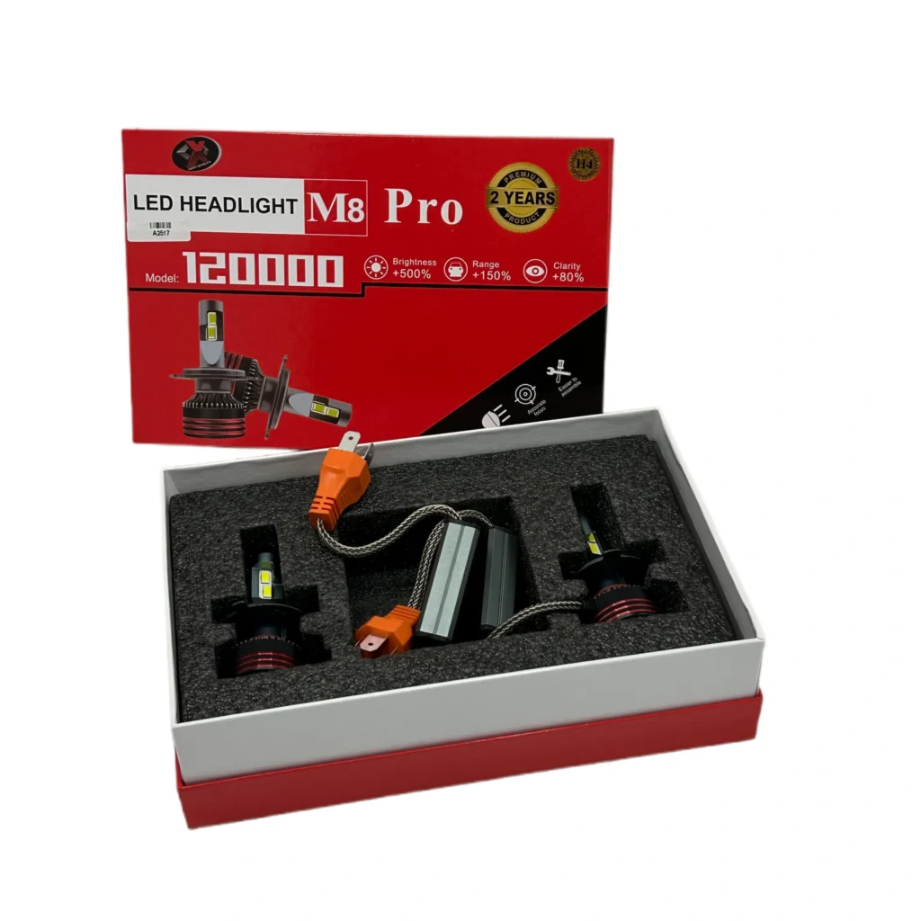 Set llamba LED H4 M8 PRO për makinë me drita të shkurtra dhe të gjata