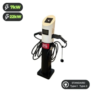 Stacion karikimi për makina elektrike me dy konektorë Type 2 22kW dhe Type 1 7kW