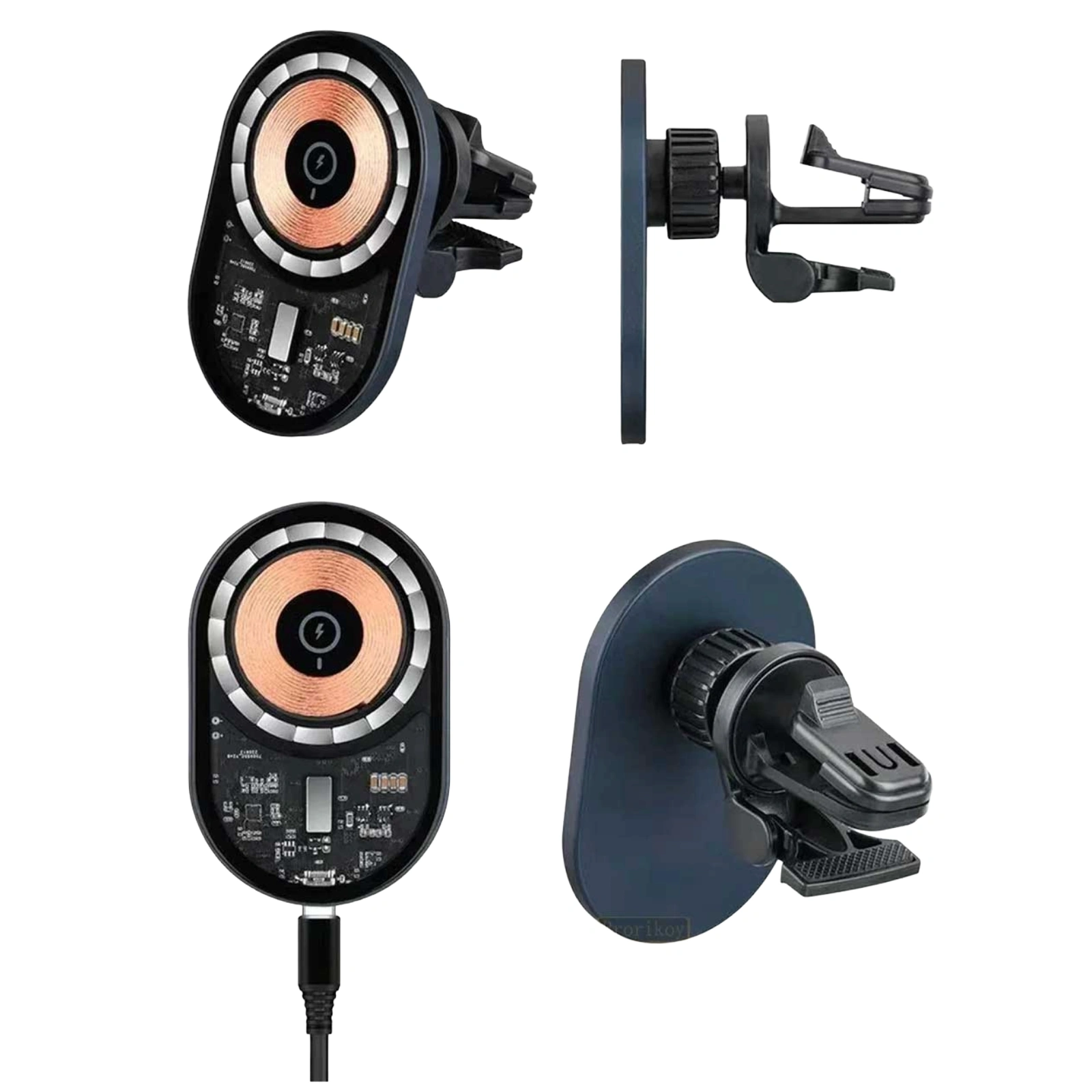 Karikues telefoni magnetik 15W për makinë me mbajtëse wireless dhe montim në daljen e kondicionerit.