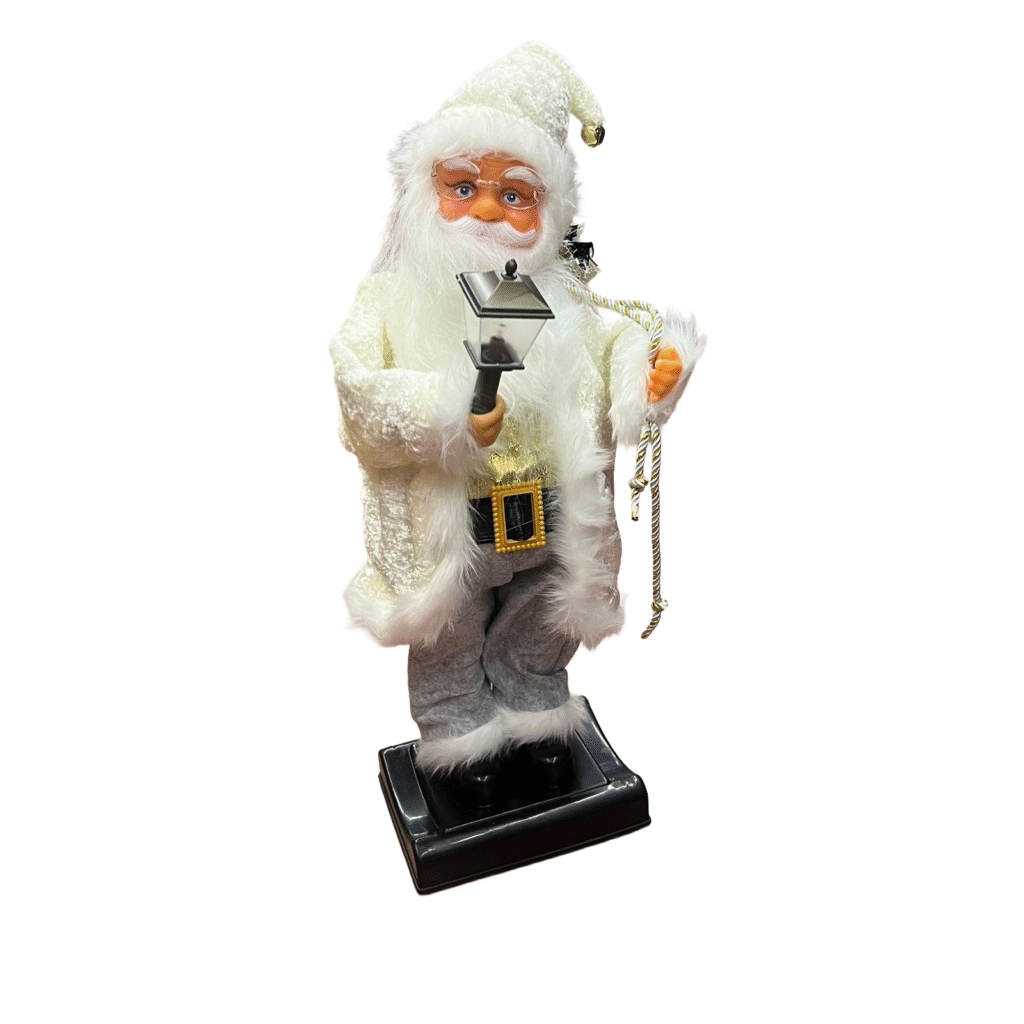 Dekor Festiv-Babagjysh i Bardhe me Llambe dhe me Bateri 66 cm