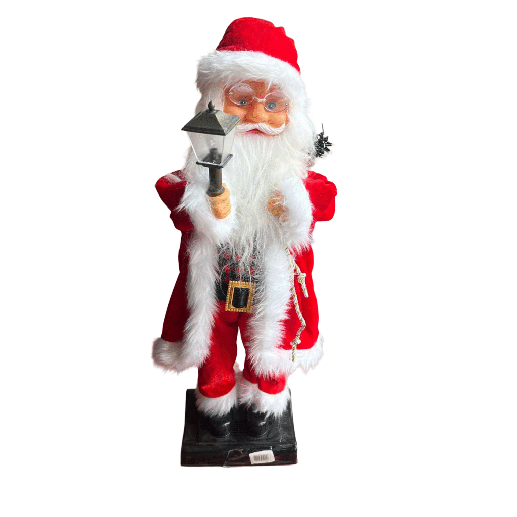 Dekor Festiv-Babagjysh i Kuq me Llambe dhe me Bateri 80 cm