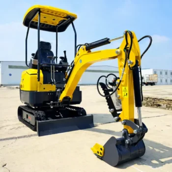 Mini eskavator me benzinë HY-16, me peshë 1.6 ton dhe motor Kubota 14HP, i përshtatshëm për punime ndërtimi dhe gërmimi.