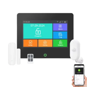 Sistem alarmi inteligjent që kontrollohet nga telefoni përmes aplikacioneve Tuya Smart dhe Smart Life.