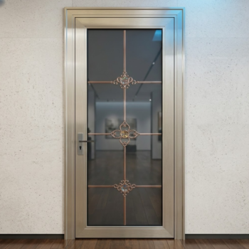 Dere Alumini me Xham Dekorativ per Ambiente Komerciale (80x210cm)
