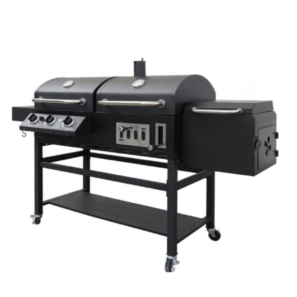 Zgare e Madhe Metalike per Barbecue me Qymyr-Gas dhe Raft 198X58X131cm