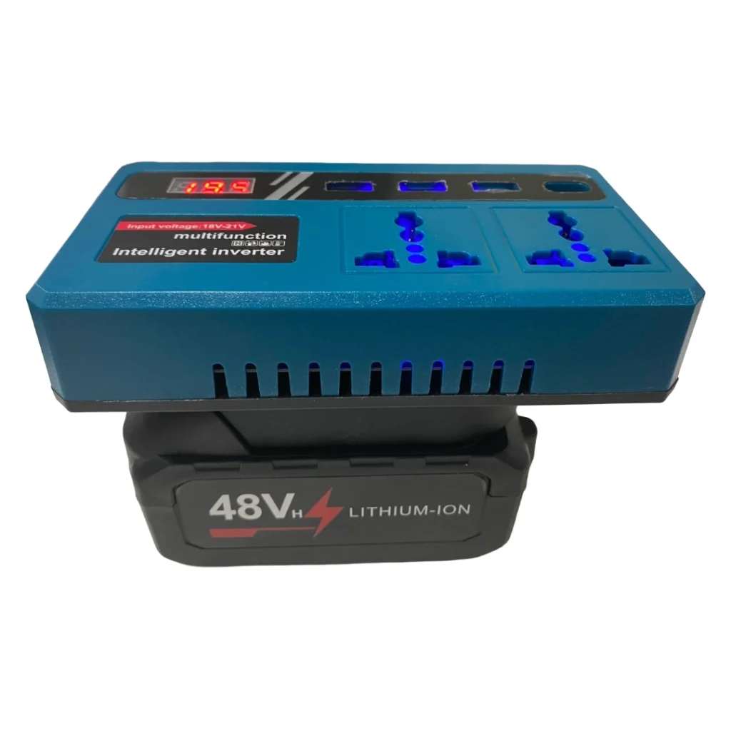 Inverter inteligjent 150W me 2 bateri Li-ion, ekran LED dhe dalje AC 180-220V për pajisje të ndryshme.