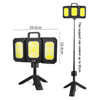 Ndriçues LED YD-2337 me stativ teleskopik deri në 82 cm, tre panele të palosshme dhe strukturë rezistente ndaj ujit.
