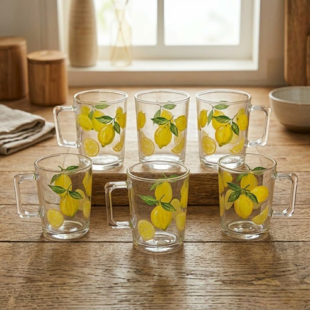Set me 6 Filxhan me Motiv Limoni - Qelq 350ml