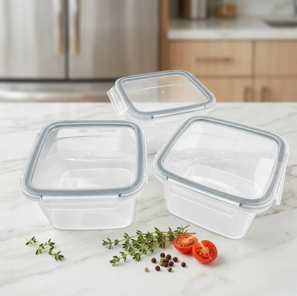Set me 3 tasa plastike hermetike per ushqim