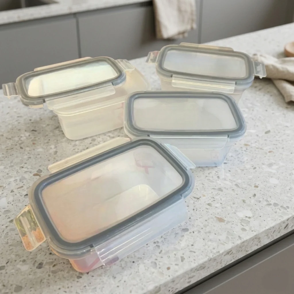 Set me 4 tasa plastike per ruajtjen e ushqimeve