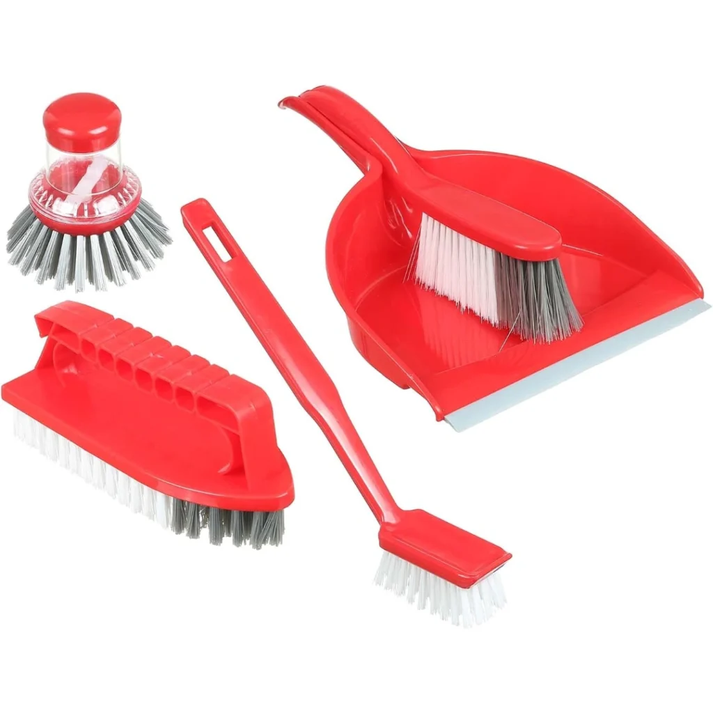 Set pastrimi 5 në 1 me mbledhëse mbeturinash dhe furça të vogla plastike