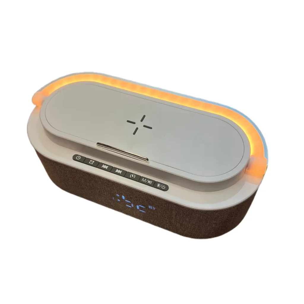 Boks muzike portabël KP-578 me sipërfaqe për karikim wireless të telefonit deri në 15W