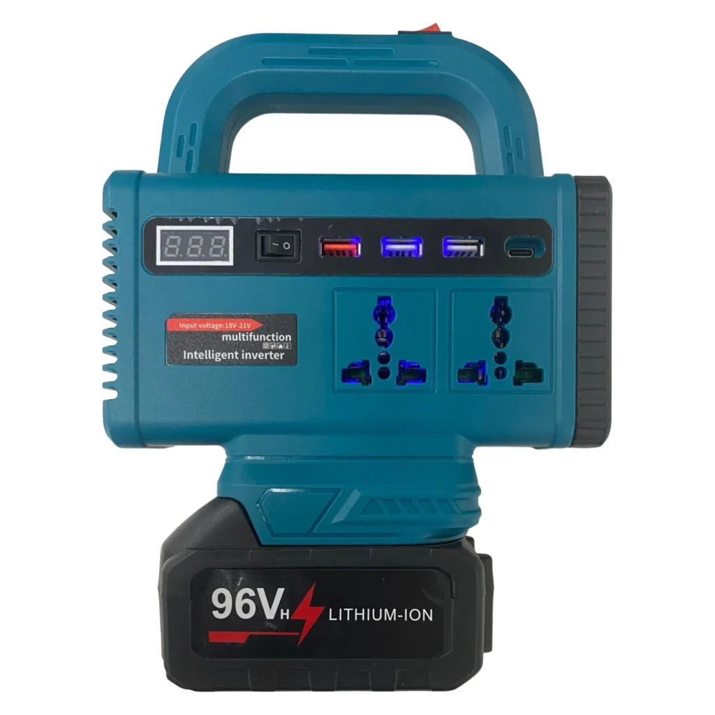 Inverter inteligjent dhe ndriçues LED 2 në 1 me fuqi 150W, 2 bateri dhe porta për pajisje elektronike