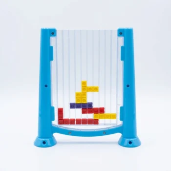 Lojë kreative për fëmijë me blloqe puzzle të kuqe, të verdha dhe blu, 42 pjesë dhe 1 mbajtëse me përmasa 20 x 18.5 cm