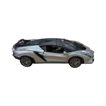 Makinë metalike Lamborghini për fëmijë me dizajn sportiv, mekanizëm pull-back, drita, tinguj, dyer që hapen dhe funksion spray