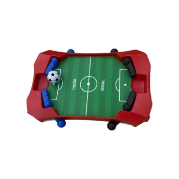 Mini futboll interaktiv për dy persona me përmasa 18.5 x 12 cm, fushë loje të integruar, leva kontrolli dhe dizajn kompakt për tavolinë