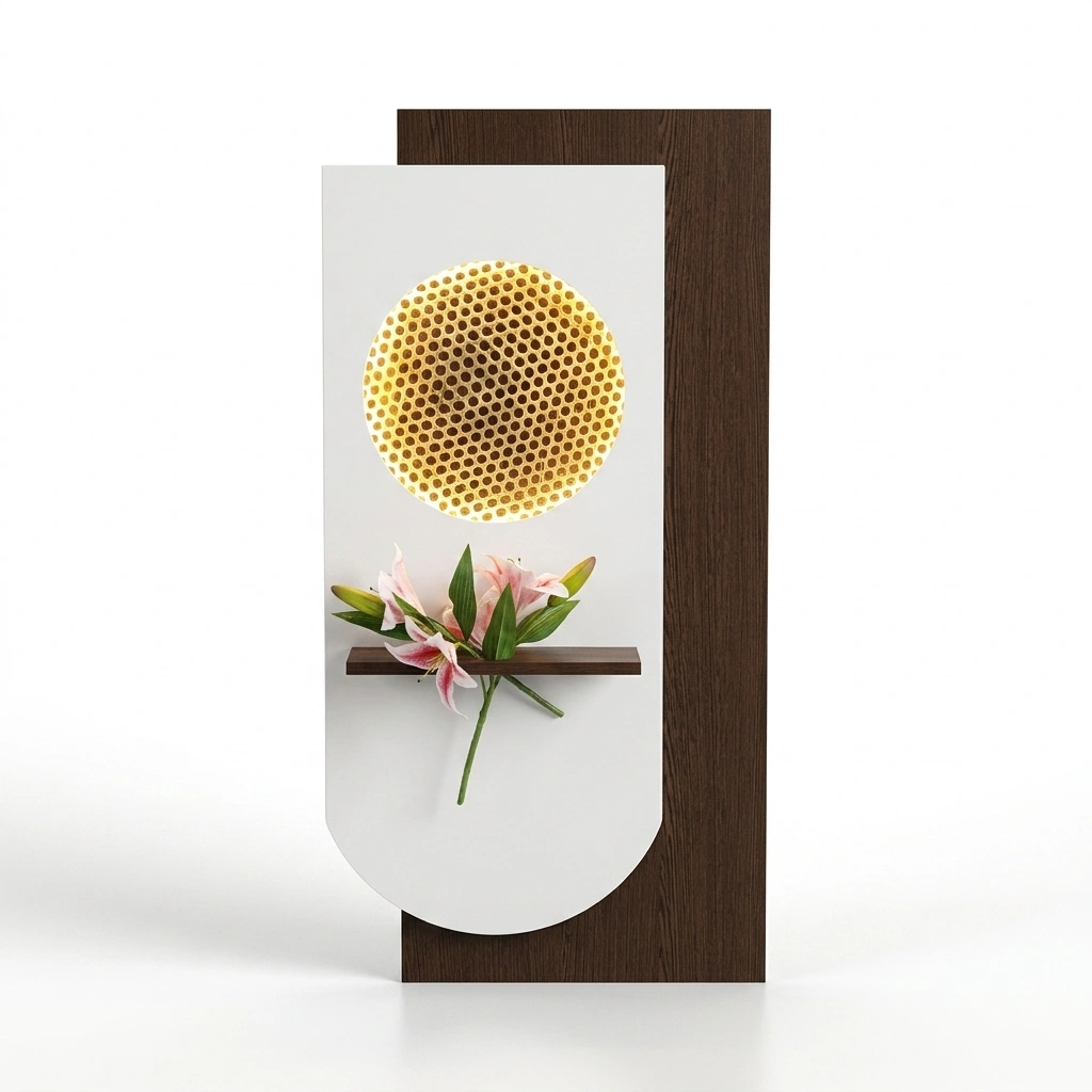 Panel dekorativ muri me ndriçim LED në formë hëne, për ambiente moderne, me përmasa 60x120 cm