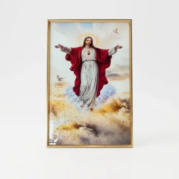 Panoramë dekorative murale me figurën e Krishtit, efekt vizual 3D dhe bojëra vaji, në përmasa 61x41cm