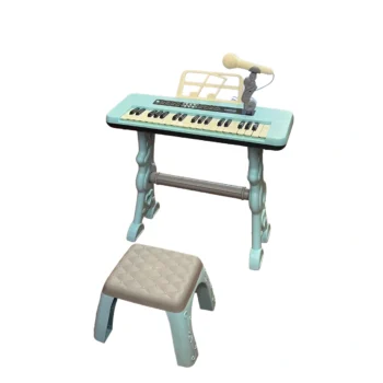 Piano elektronike për fëmijë me 37 taste, mikrofon për karaoke, stol të përfshirë dhe funksione muzikore për lojë dhe argëtim