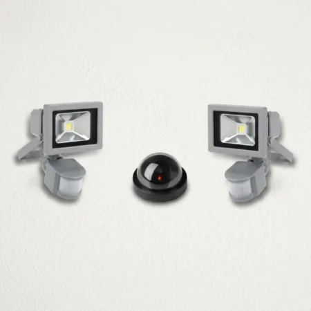 Set 2 prozhektorë LED 10W me sensor dhe kamerë sigurie fallco