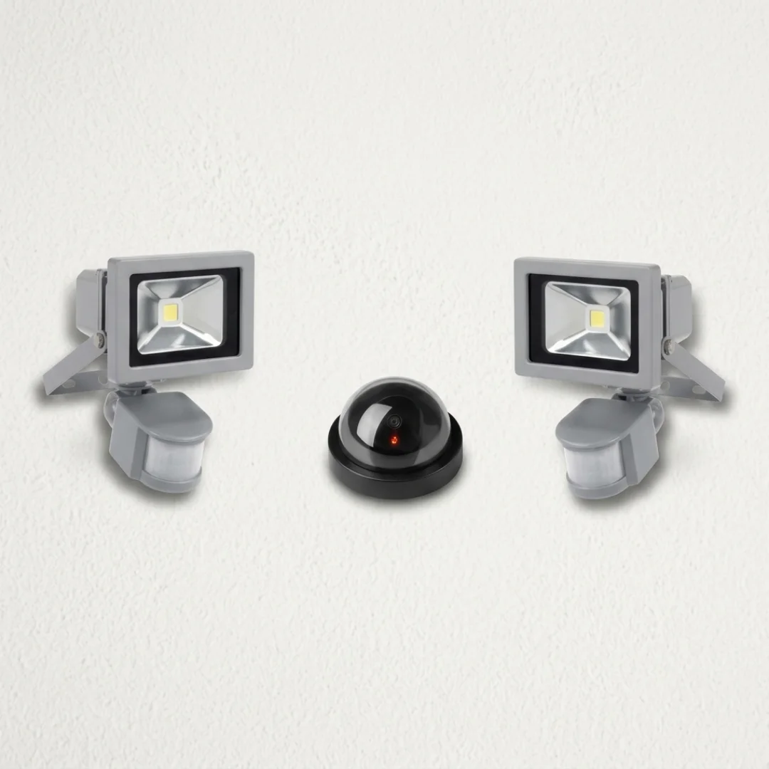 Set 2 prozhektorë LED 10W me sensor dhe kamerë sigurie fallco